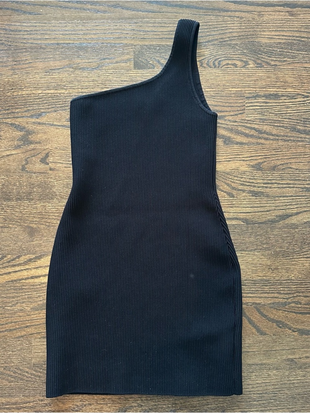 Babaton Sculpt Knit One Shoulder Mini Dress Black M Aritzia Bodycon